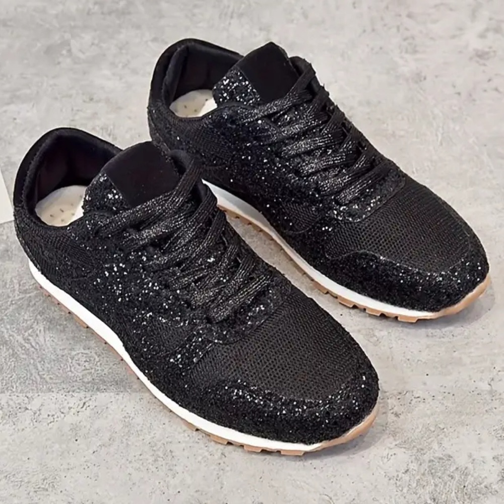 🆕 Black Glitter Women's Sneakers